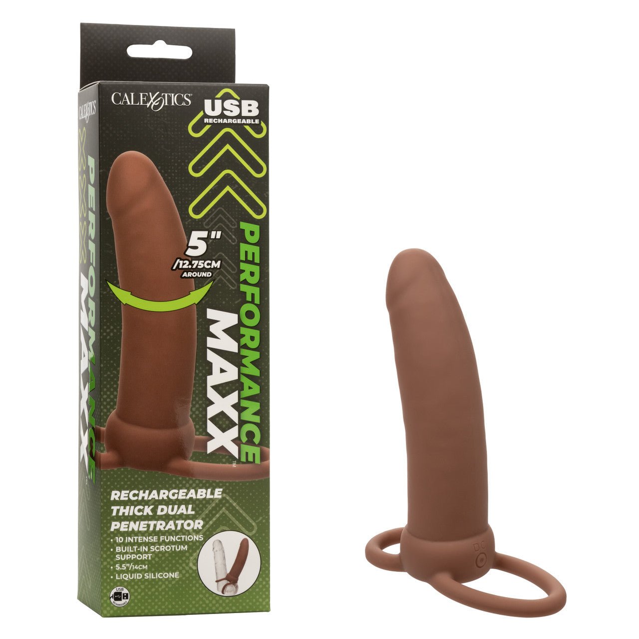 Performance Maxx Rechargeable Thick Dual Penetrator - Brown | CheapLubes.com