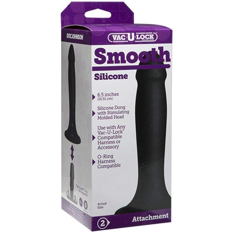 Doc johnson Vac-U-Lock Smooth Silicone Black Dong - CheapLubes.com