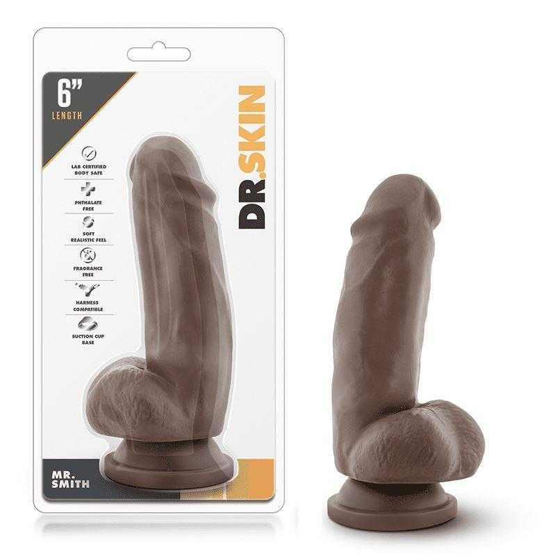 Dr. Skin - Mr. Smith - 7 in Dildo with Suction Cup - Chocolate - CheapLubes.com