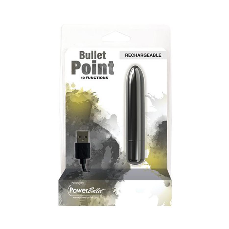 Bullet Point Rechargable Vibrating Bullet - black CheapLubes.com Bullet Point Rechargable Vibrating Bullet - black CheapLubes.com