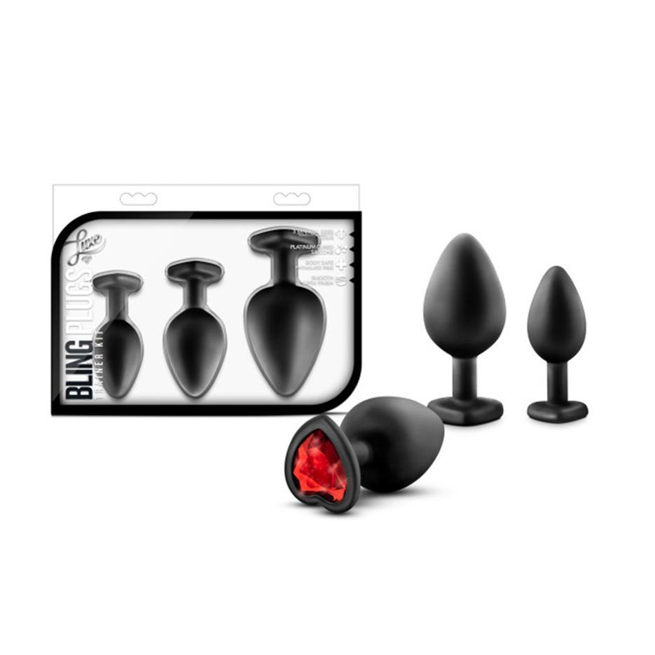 Luxe Bling Plug Training Kit Black with Red Gem - CheapLubes.com