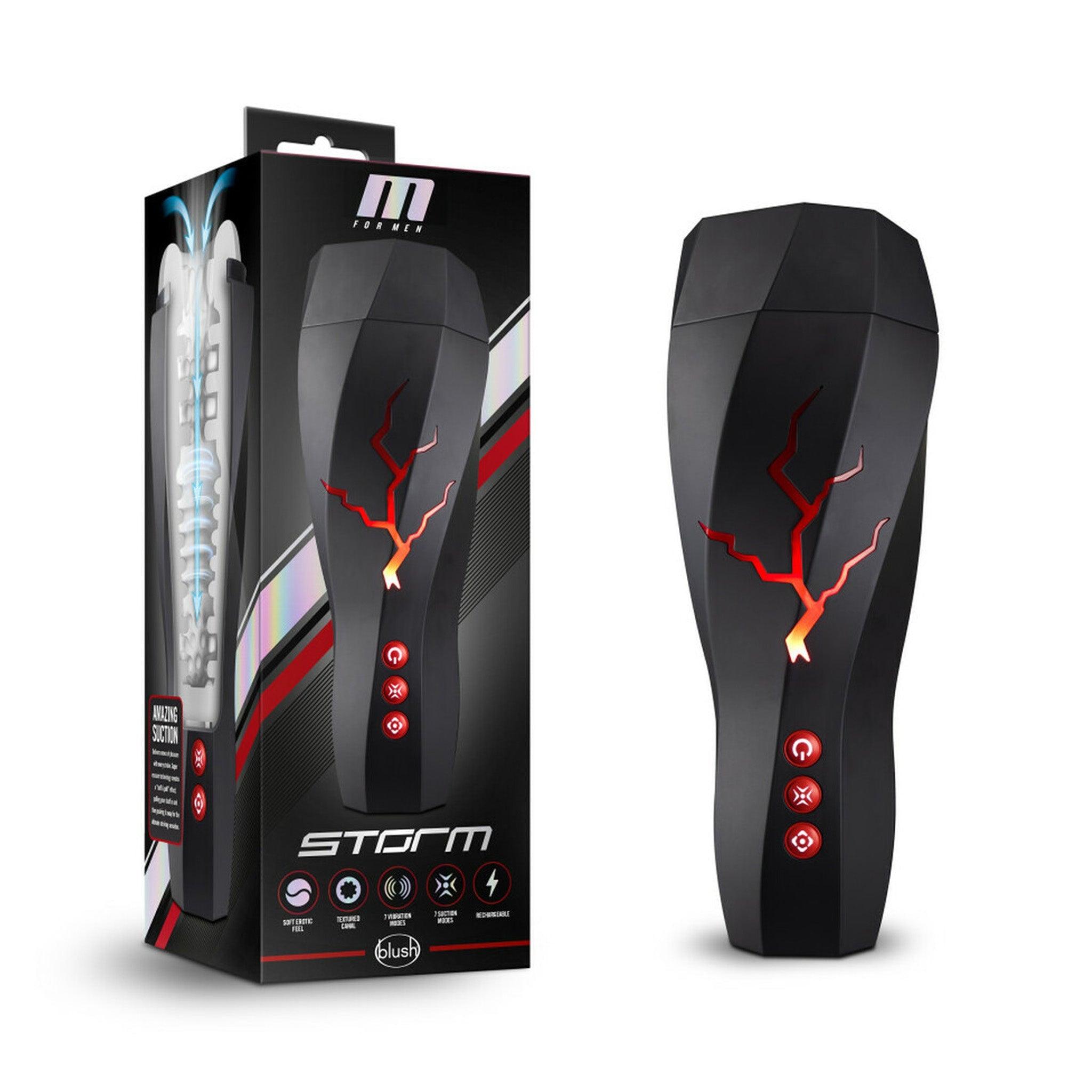 M For Men Storm - Suction Powered Rechargeable Stroker That Vibrates - CheapLubes.com