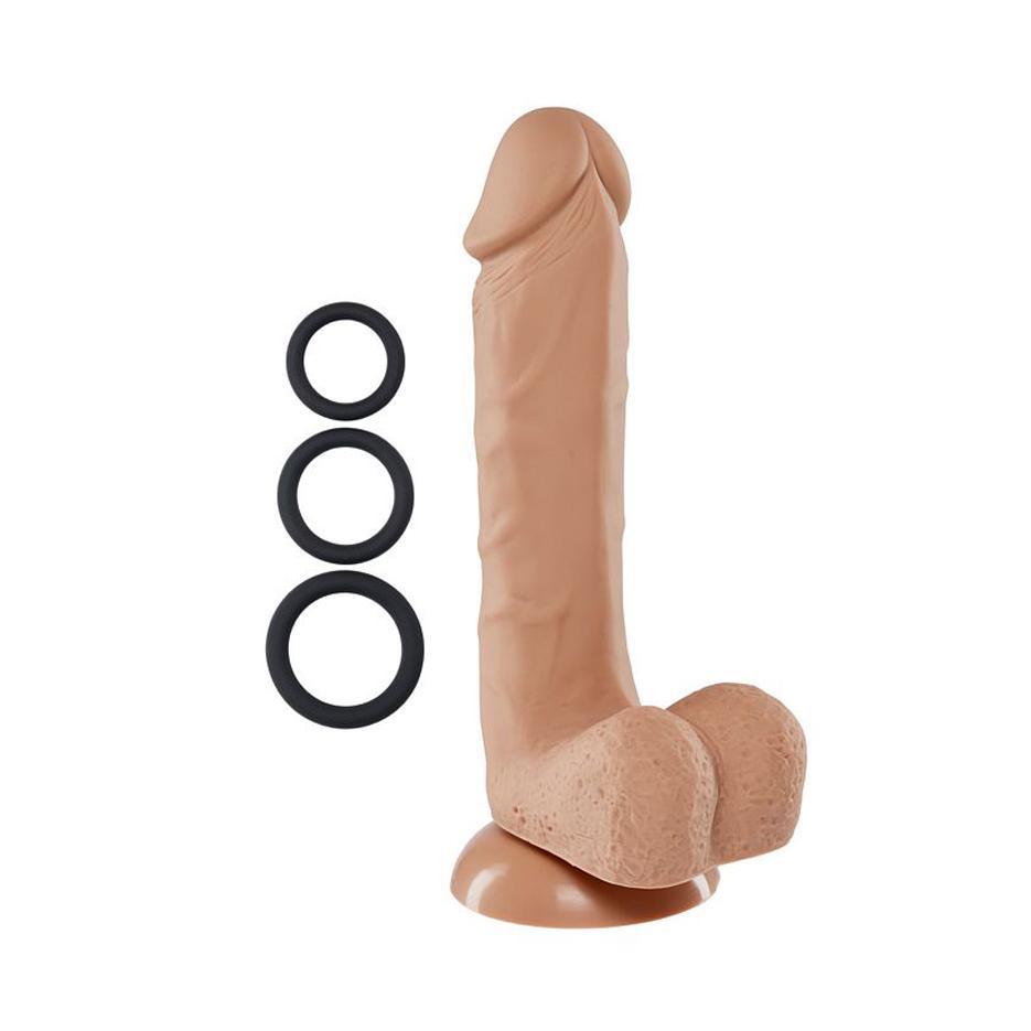 PRO SENSUAL PREMIUM 8" SILICONE DONG W/ 3 C-RINGS - CheapLubes.com