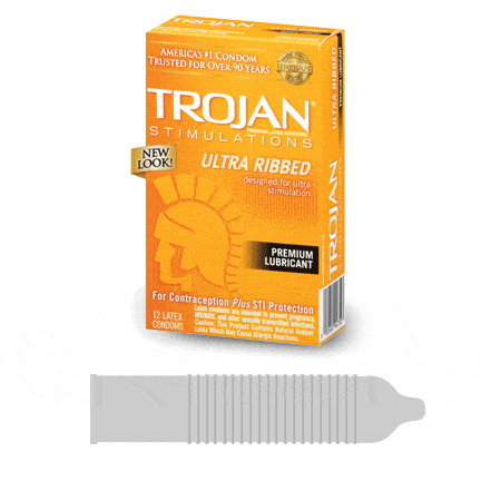 Trojan Ultra Ribbed 12 Pk - CheapLubes.com