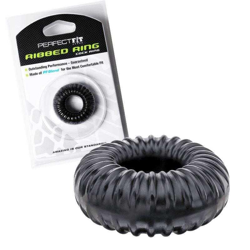 Perfect Fit Ribbed Ring - Black - CheapLubes.com