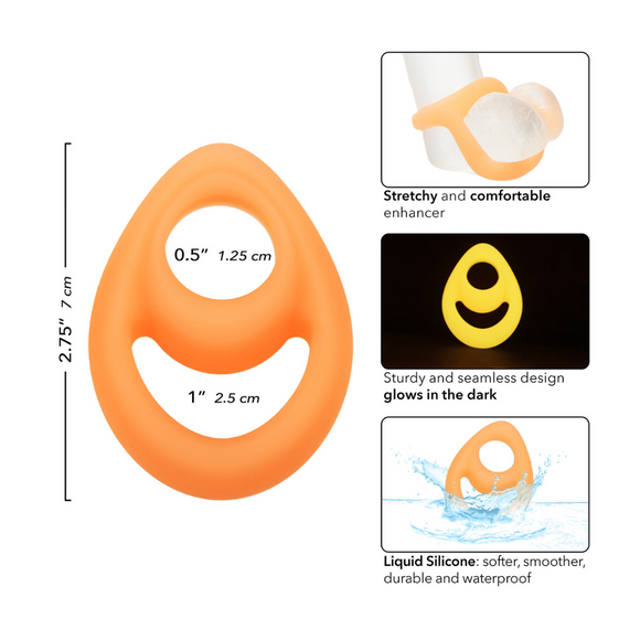 Alpha RIngs Glow-In-The-Dark Liquid Silicone Teardrop Ring - Orange