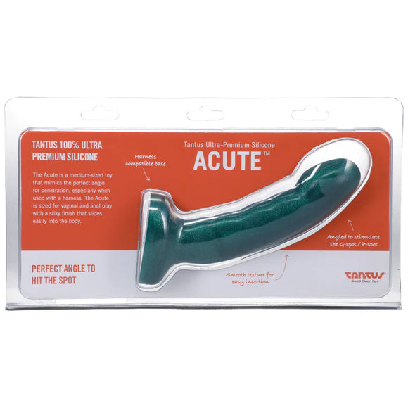 Tantus Acute 5.5 in. Curved Dildo Medium-Firm - Emerald