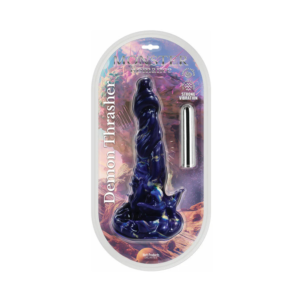 Monster Romance Demon Thrasher with Vibrating Bullet Silicone Dildo 6.5 in. - 0