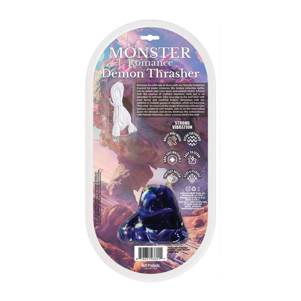 Monster Romance Demon Thrasher with Vibrating Bullet Silicone Dildo 6.5 in.