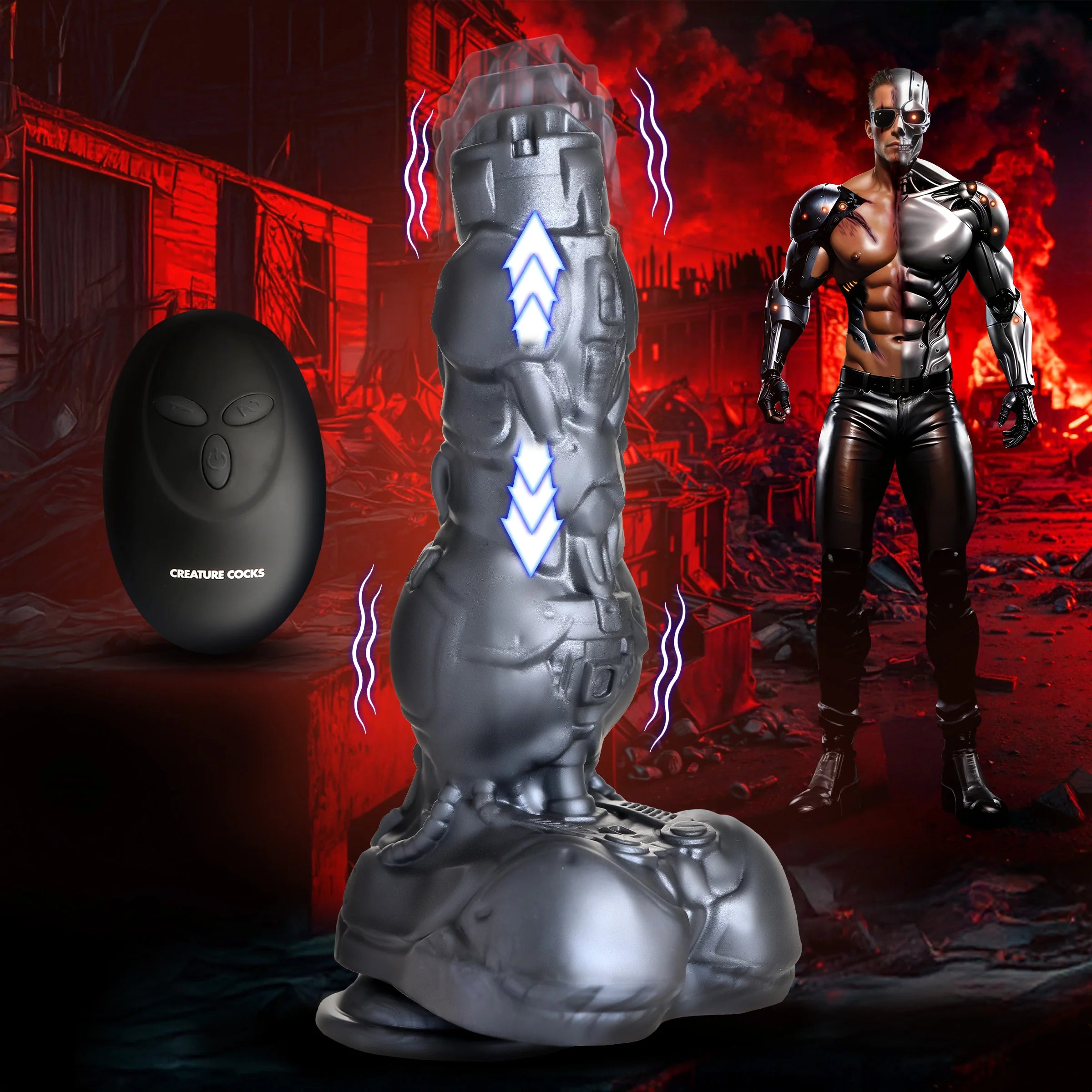 Creature Cocks Cyborg Rechargeable Thrusting Silicone Dildo W/Remote