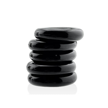 Hunkyjunk Jacker 5-Stack Five-Pack Tube Super-Strong Cockrings Black - 0