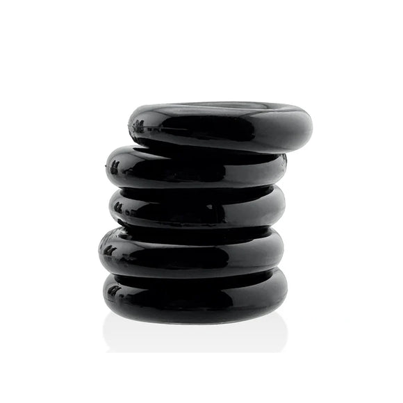 Hunkyjunk Jacker 5-Stack Five-Pack Tube Super-Strong Cockrings Black