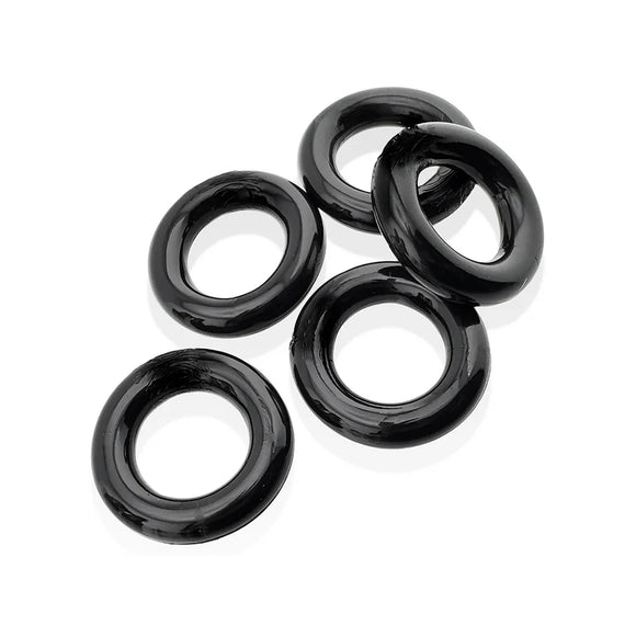 Hunkyjunk Jacker 5-Stack Five-Pack Tube Super-Strong Cockrings Black