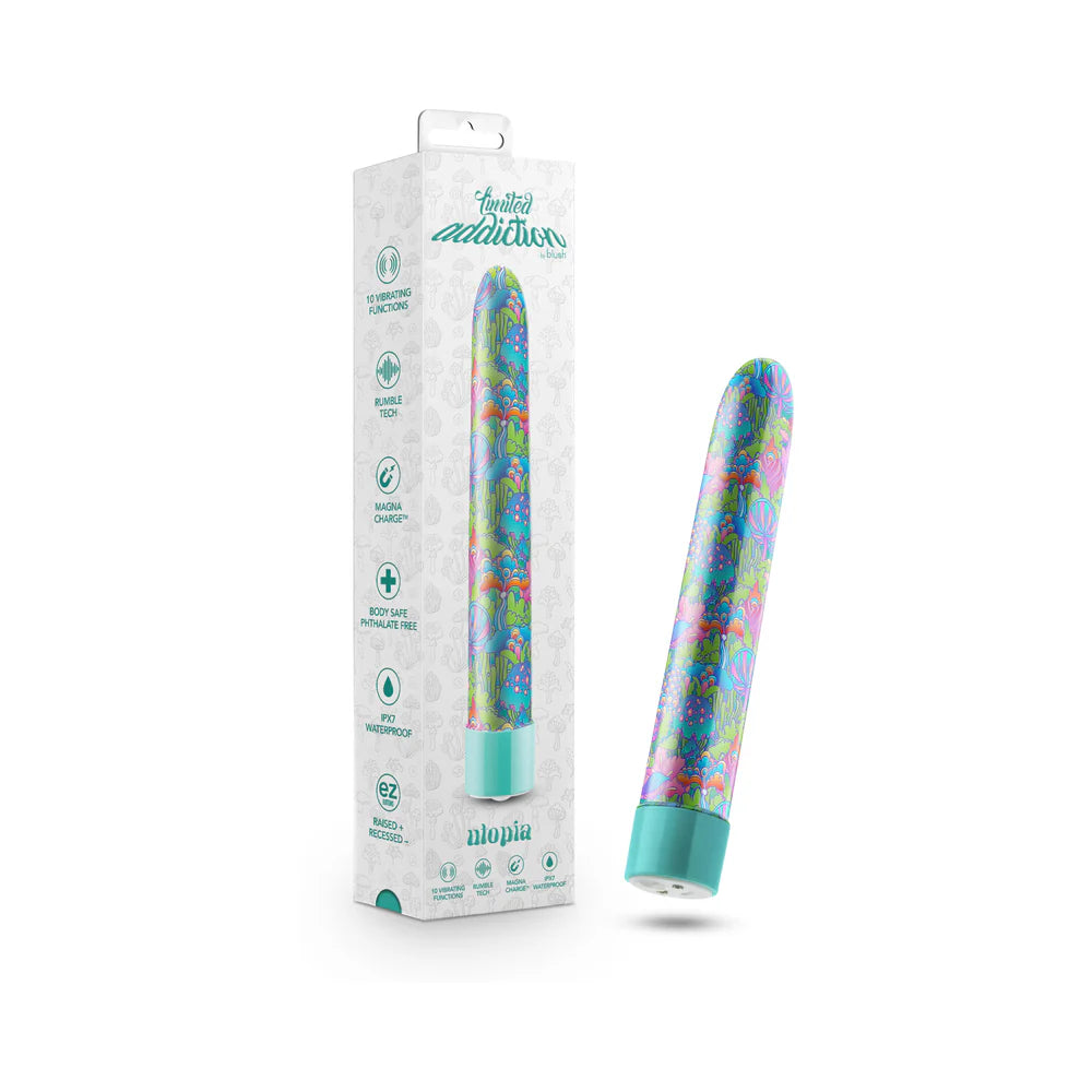 Limited Addiction Utopia Rechargeable 7 in Vibrator - Aqua - 0