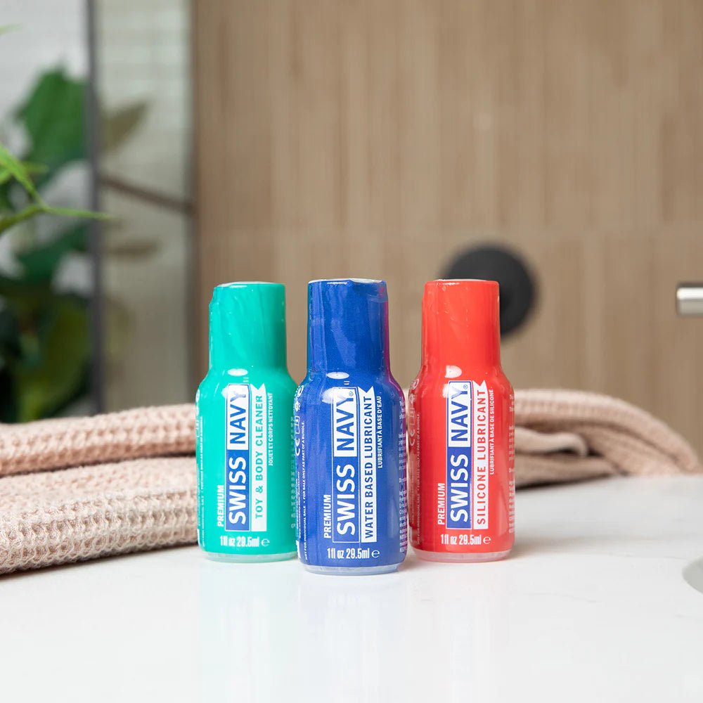 Swiss Navy Essentials - Variety Pack - 3-Piece - 1 oz Mini-Bottles |  CheapLubes.com