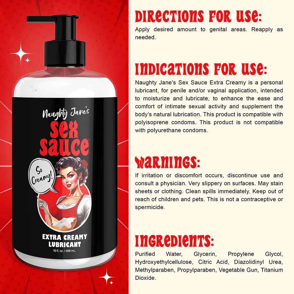 Naughty Jane's Sex Sauce Extra Creamy Lubricant 16 oz. | CheapLubes.com Naughty Jane's Sex Sauce Extra Creamy Lubricant 16 oz. | CheapLubes.com