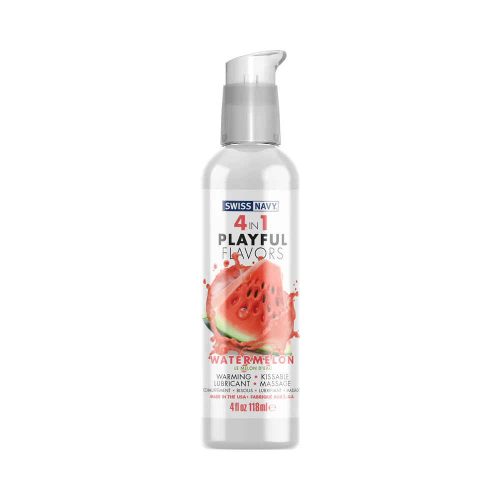 Swiss Navy 4 in 1 Playful Candy Flavors - Warming Kissable Massage Lubricant 4oz (118 mL) - 3 Flavors Available