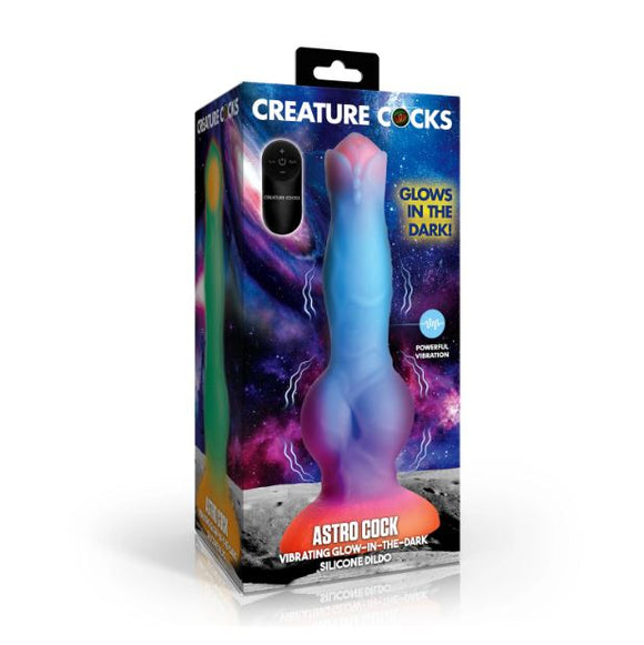 Creature Cocks -  ASTRO COCK VIBRATING GLOW IN THE DARK SILICONE DILDO