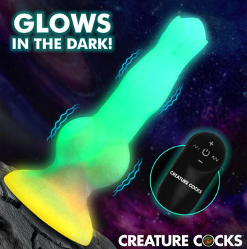 Creature Cocks -  ASTRO COCK VIBRATING GLOW IN THE DARK SILICONE DILDO - 0