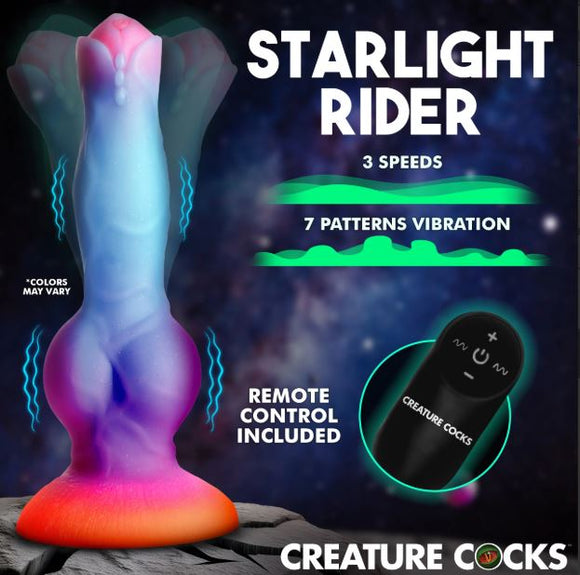 Creature Cocks -  ASTRO COCK VIBRATING GLOW IN THE DARK SILICONE DILDO