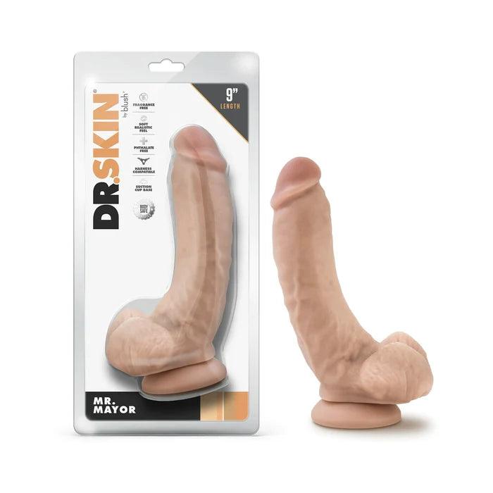 Dr. Skin - Mr. Mayor 9 Inch Dildo - Beige - CheapLubes.com