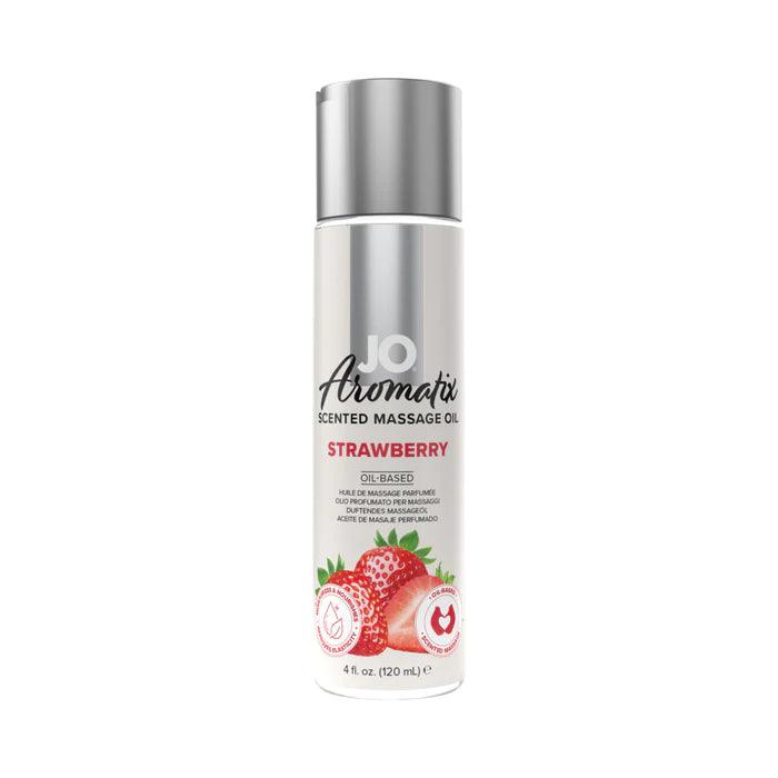 JO Aromatix Strawberry Scented Massage Oil - 4 oz (120 mL) - CheapLubes.com