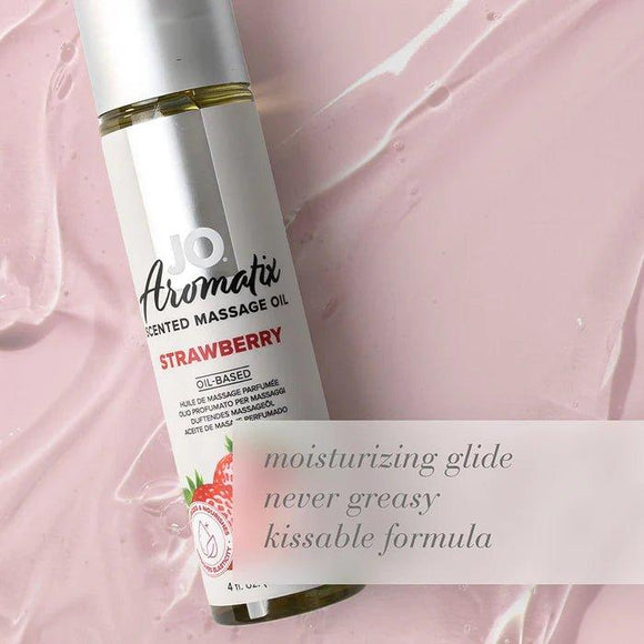 JO Aromatix Strawberry Scented Massage Oil - 4 oz (120 mL) - CheapLubes.com