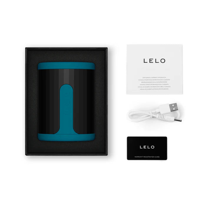 LELO F2 Massager & Stroker - Teal - w/Free LELO F1L H2o Advanced Performance Moisturizer 3.3oz - 0
