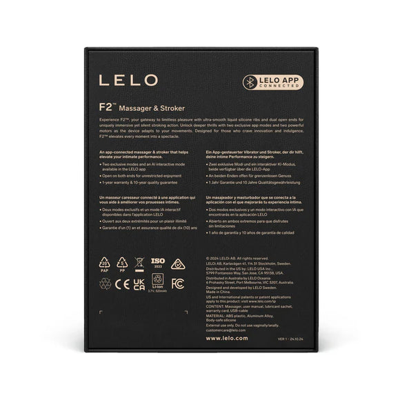LELO F2 Massager & Stroker - Teal - w/Free LELO F1L H2o Advanced Performance Moisturizer 3.3oz