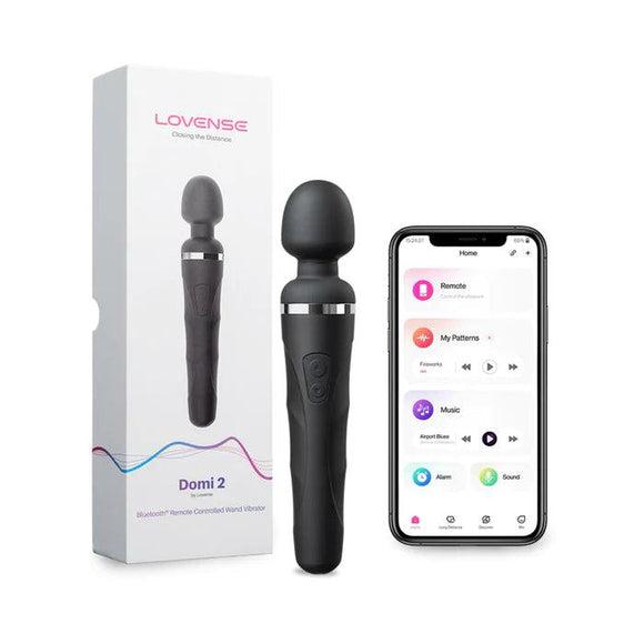 Lovense Domi 2 Bluetooth Programmable Wand Vibrator - Black - CheapLubes.com