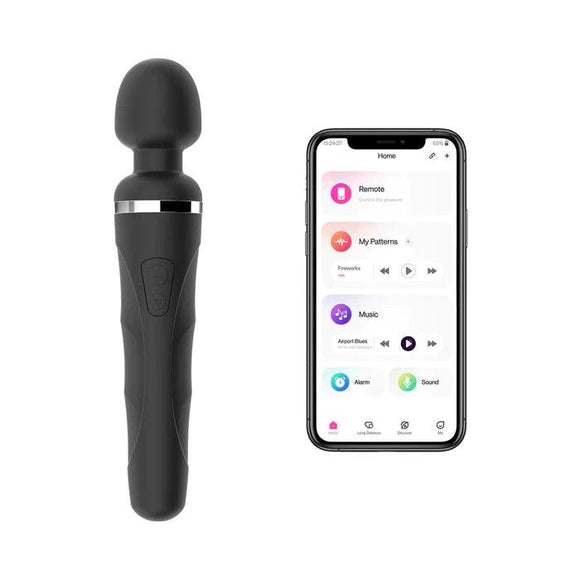Lovense Domi 2 Bluetooth Programmable Wand Vibrator - Black - CheapLubes.com