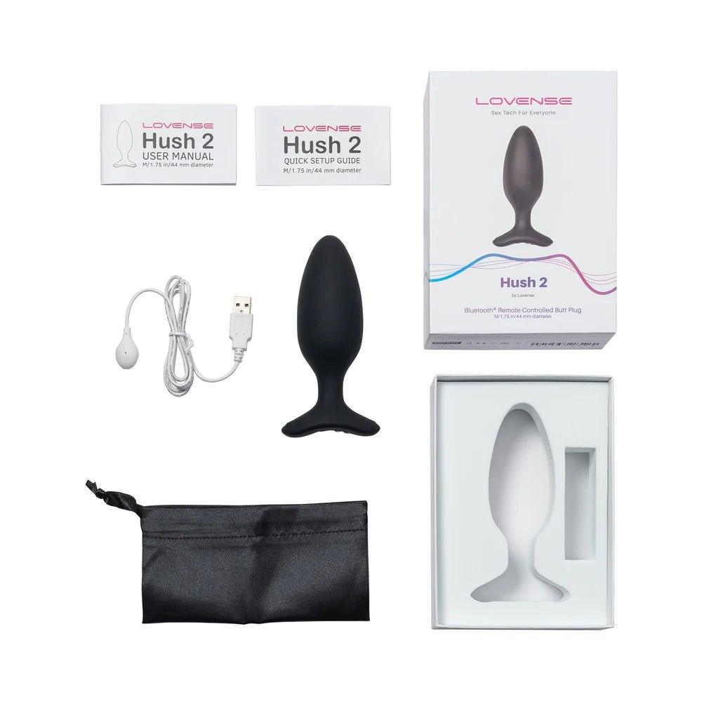Lovense Hush 2 Bluetooth App Remote Control Vibrating Butt Plug 1.75" - CheapLubes.com