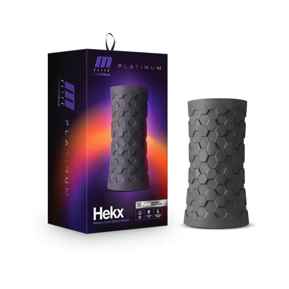 M Elite Platinum Hekx Male Stroker Black - CheapLubes.com