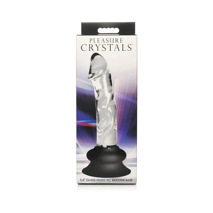 Pleasure Crystal Glass Dildo with Silicone Base - 5.6 Inch - CheapLubes.com