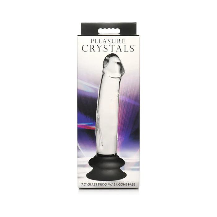 Pleasure Crystal Glass Dildo with Silicone Base - 7.6 Inch - CheapLubes.com