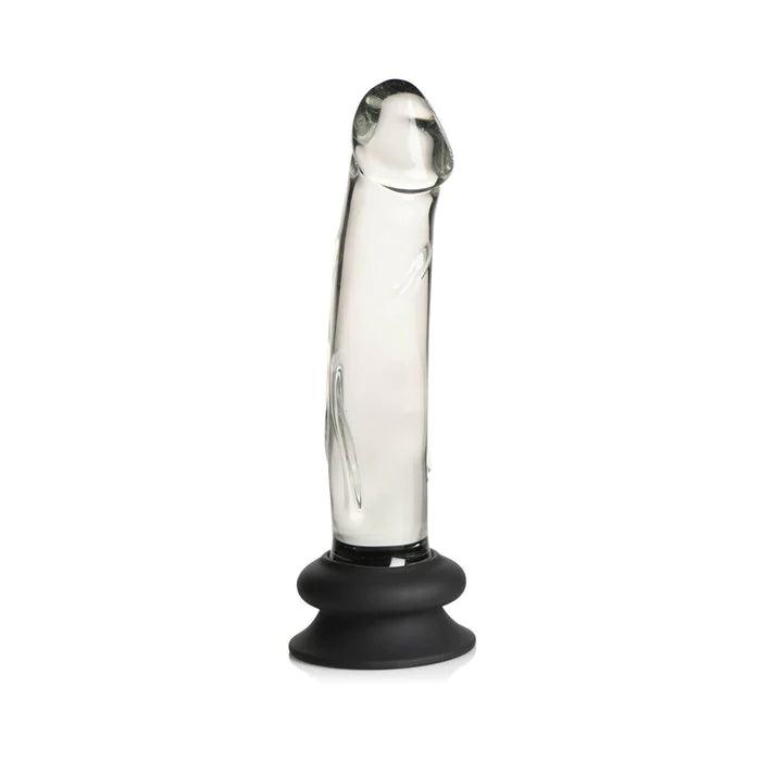 Pleasure Crystal Glass Dildo with Silicone Base - 7.6 Inch - CheapLubes.com
