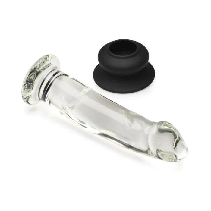 Pleasure Crystal Glass Dildo with Silicone Base - 7.6 Inch - CheapLubes.com