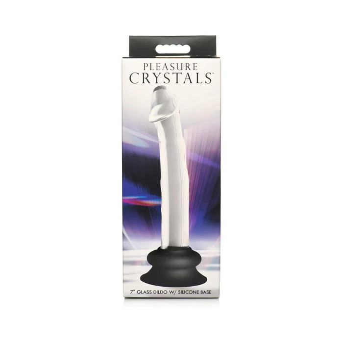 Pleasure Crystals Glass Dildo with Silicone Base - 7in - CheapLubes.com