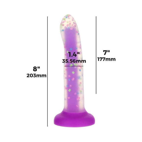 Rave by Addiction – Glow in the Dark Dildo – Purple Confetti 8" - CheapLubes.com