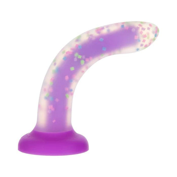 Rave by Addiction – Glow in the Dark Dildo – Purple Confetti 8" - CheapLubes.com