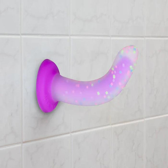 Rave by Addiction – Glow in the Dark Dildo – Purple Confetti 8" - CheapLubes.com