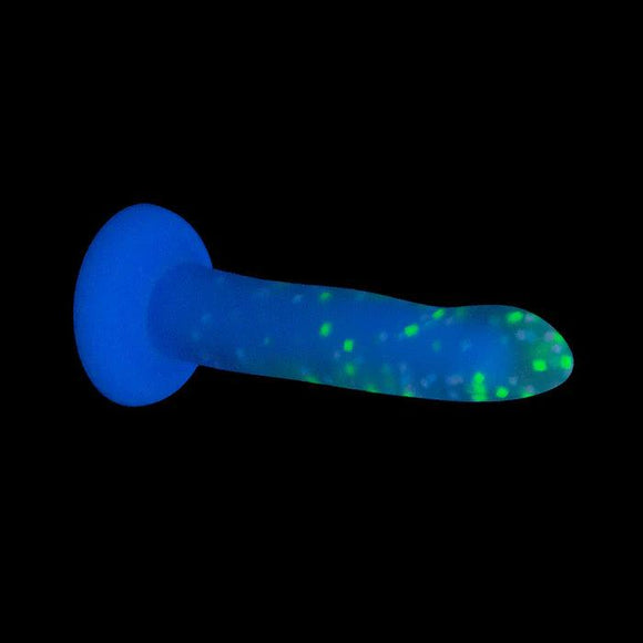 Rave by Addiction – Glow in the Dark Dildo – Purple Confetti 8" - CheapLubes.com