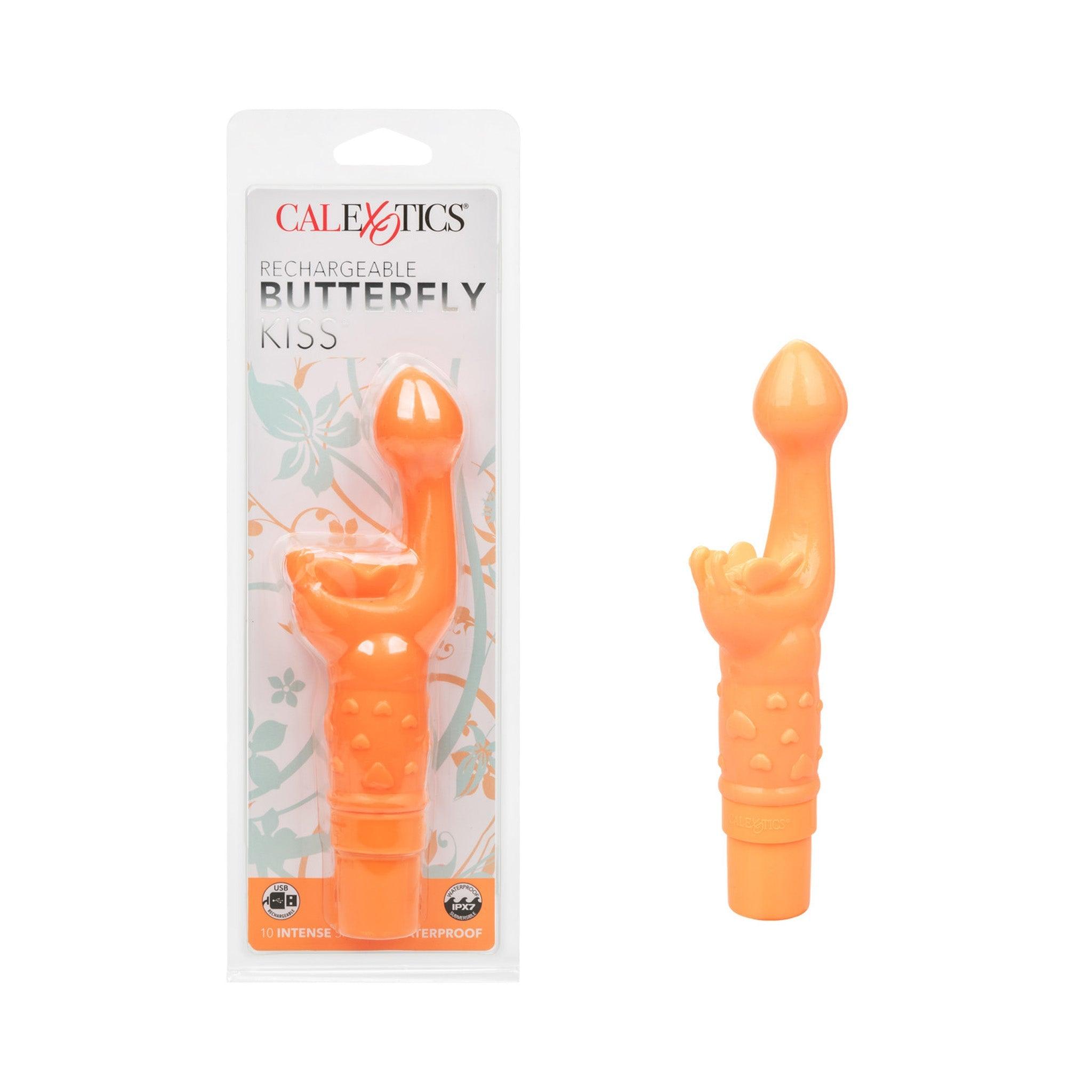 Rechargeable Butterfly Kiss Vibrating and Fluttering - Orange - CheapLubes.com