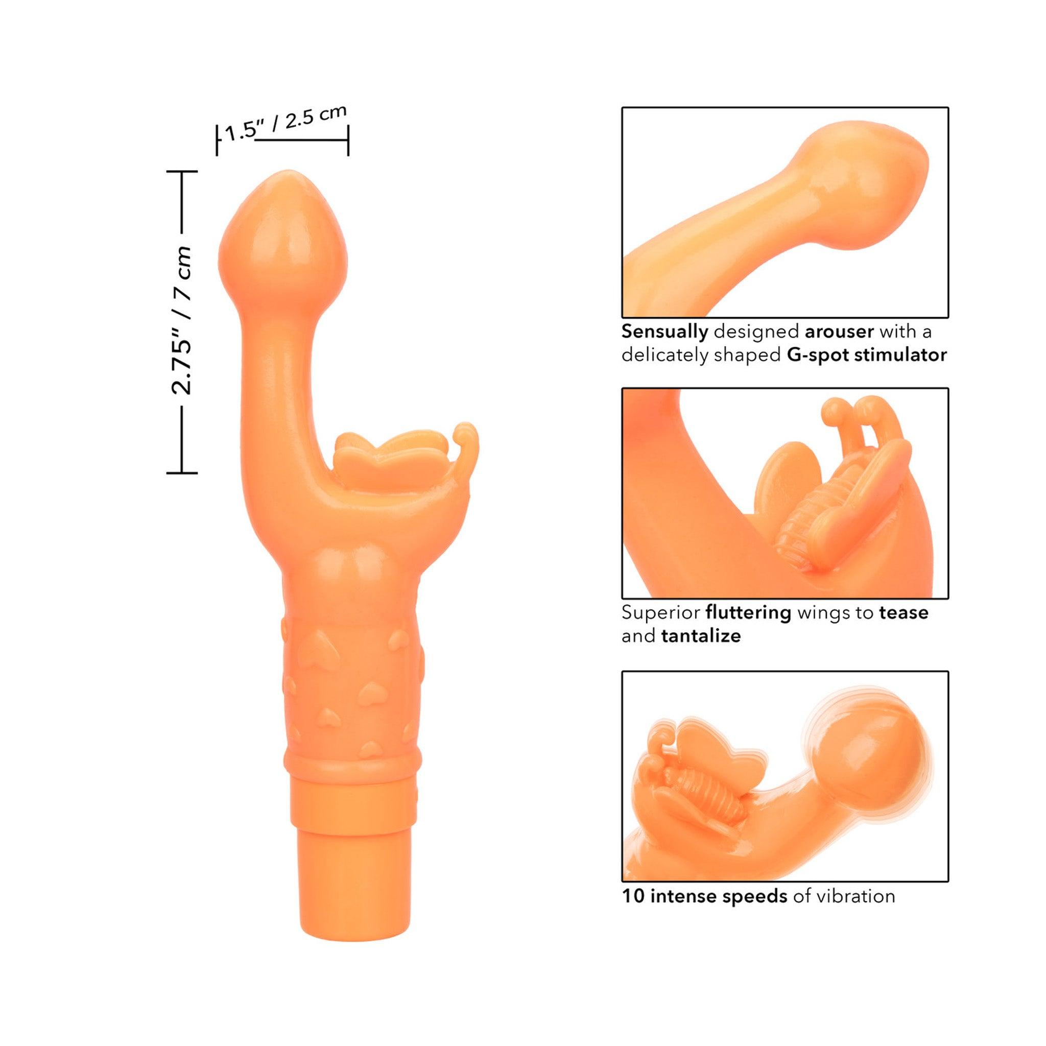 Rechargeable Butterfly Kiss Vibrating and Fluttering - Orange - CheapLubes.com