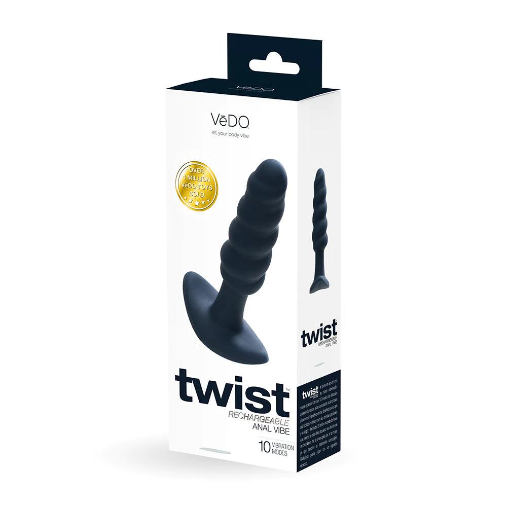 VeDO Twist Vibrating Anal Plug Black - Rechargeable - CheapLubes.com