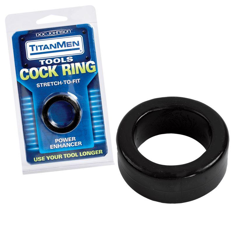 TitanMen Stretch-To-Fit Power Enhancer C-Ring - Black - CheapLubes.com