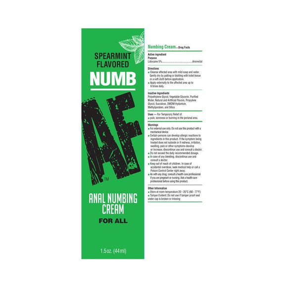 Numb AF Anal Numbing Cream For All - Spearmint Flavored - CheapLubes.com