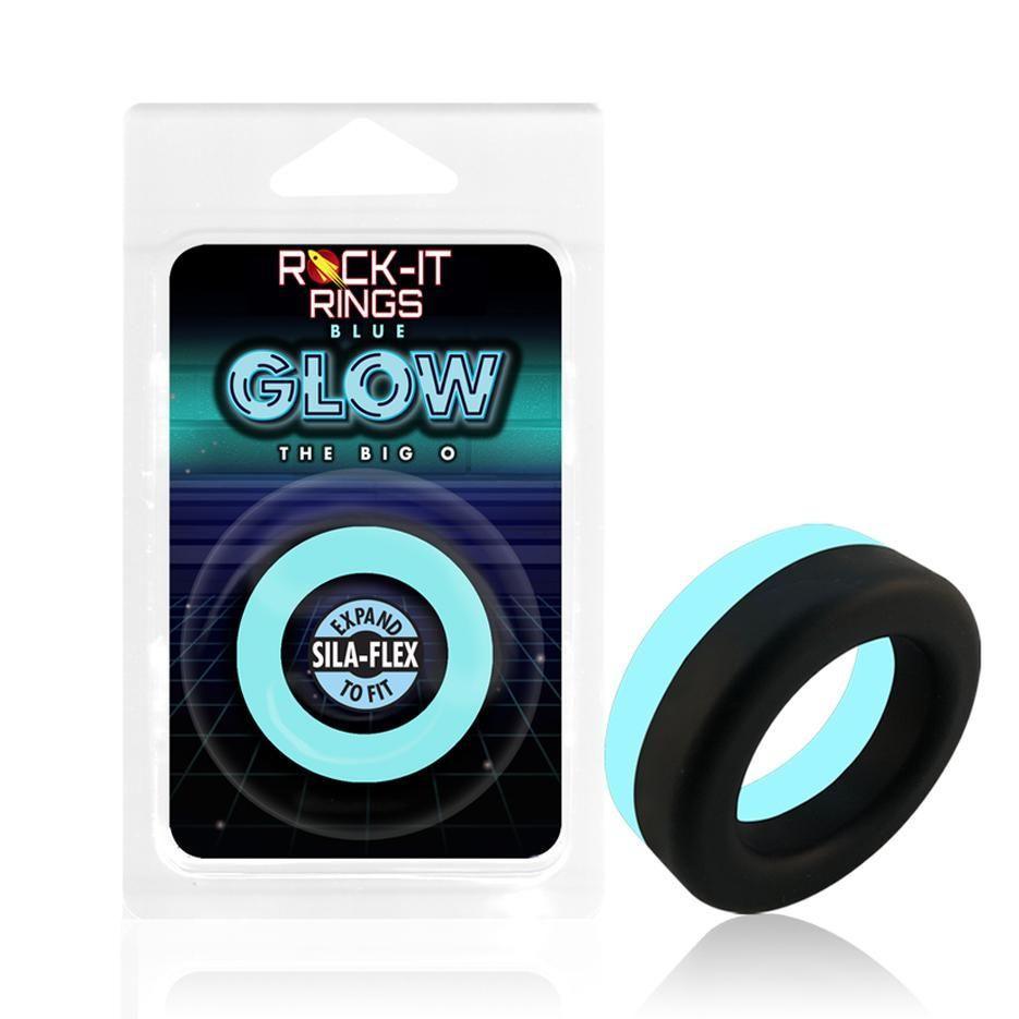 Rock-it Rings GLOW The Big O C-Ring - Glows in the Dark! - Blue/Black - CheapLubes.com