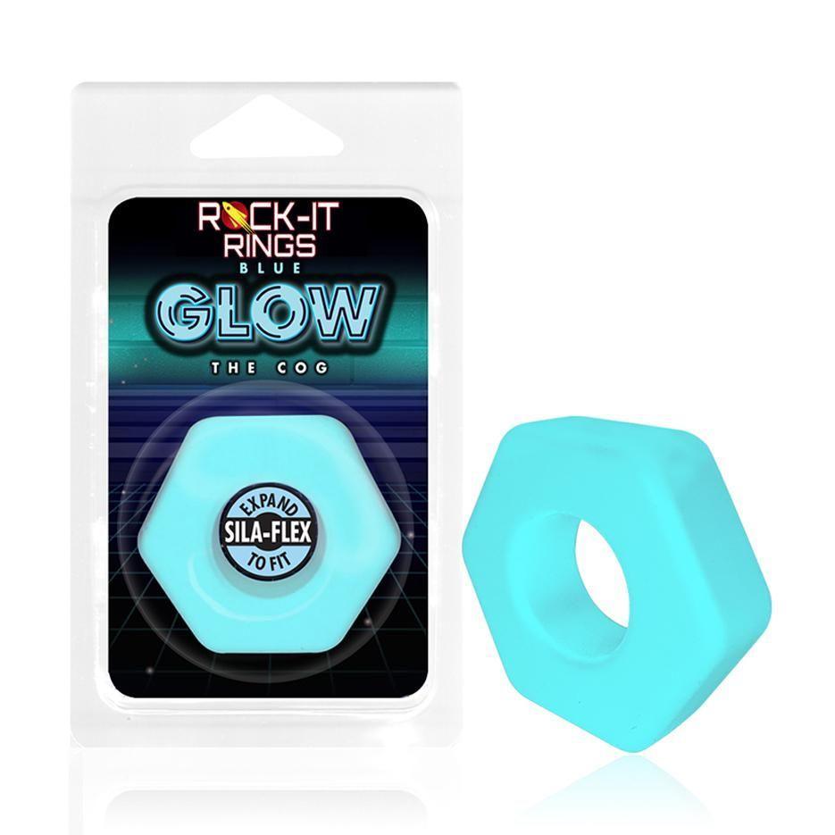 Rock-it Rings GLOW The Cog C-Ring - Glows in the Dark! - Blue - CheapLubes.com