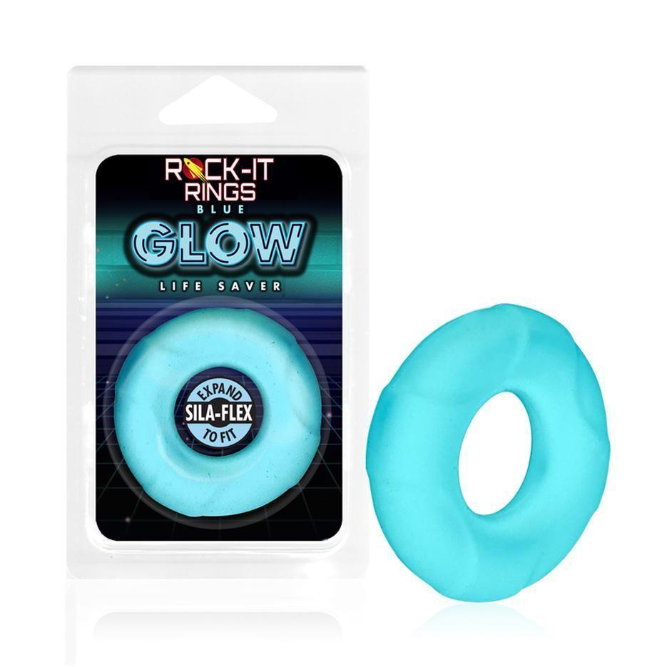 Rock-it Rings GLOW The Lifesaver C-Ring - Glows in the Dark! - Blue - CheapLubes.com